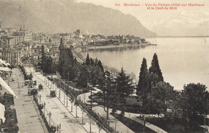 Vue du Palace Hôtel sur Montreux et la Dent du Midi - 684